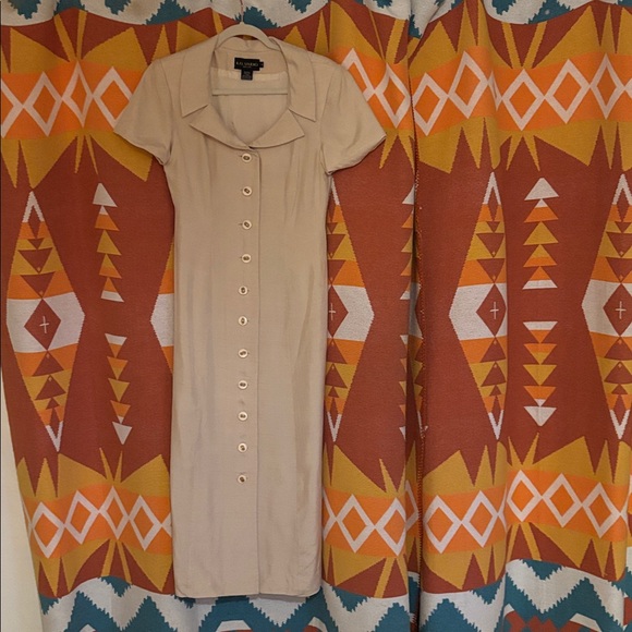 Vintage 80s silk midi shirt dress Sz 6 Sm / M - Picture 13 of 17